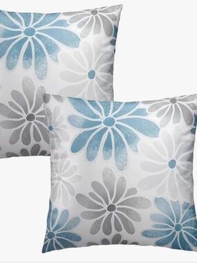 Daisy Blue Gray Throw Pillow Covers Set Of Two